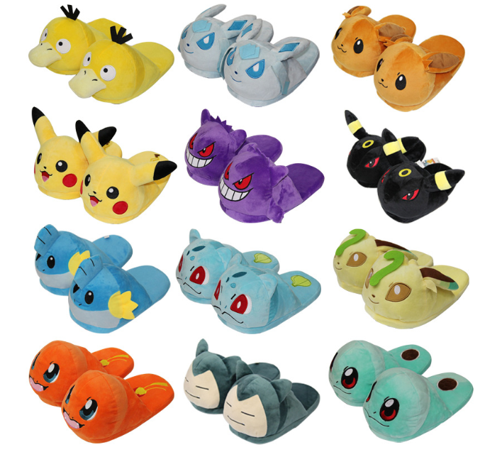 28-32cm Digimon Adventure Pokémon Plush Doll Indoor shoes For Adults Home Autumn Winter Slippers gifts